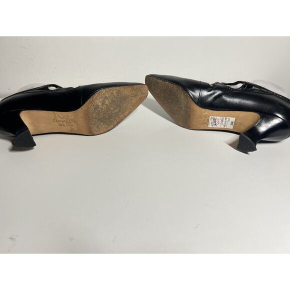 VTG Kenneth Cole 80s 90s Black Victorian Strappy Granny Edwardian Pump Heel 10 - Picture 8 of 8